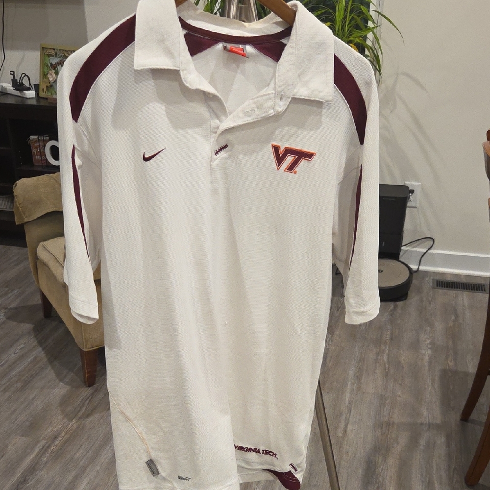 Nike Men's White and Maroon VT Polo Shirt